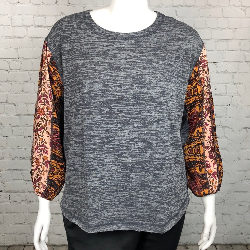1X 2X Style & Co Colorblock Bubble Sleeve Top Plus - Picture 2 of 6